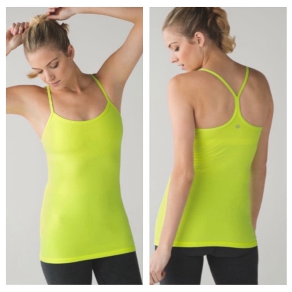 Lululemon power Y tank Yellow Fitted Sleeveless tank size 6